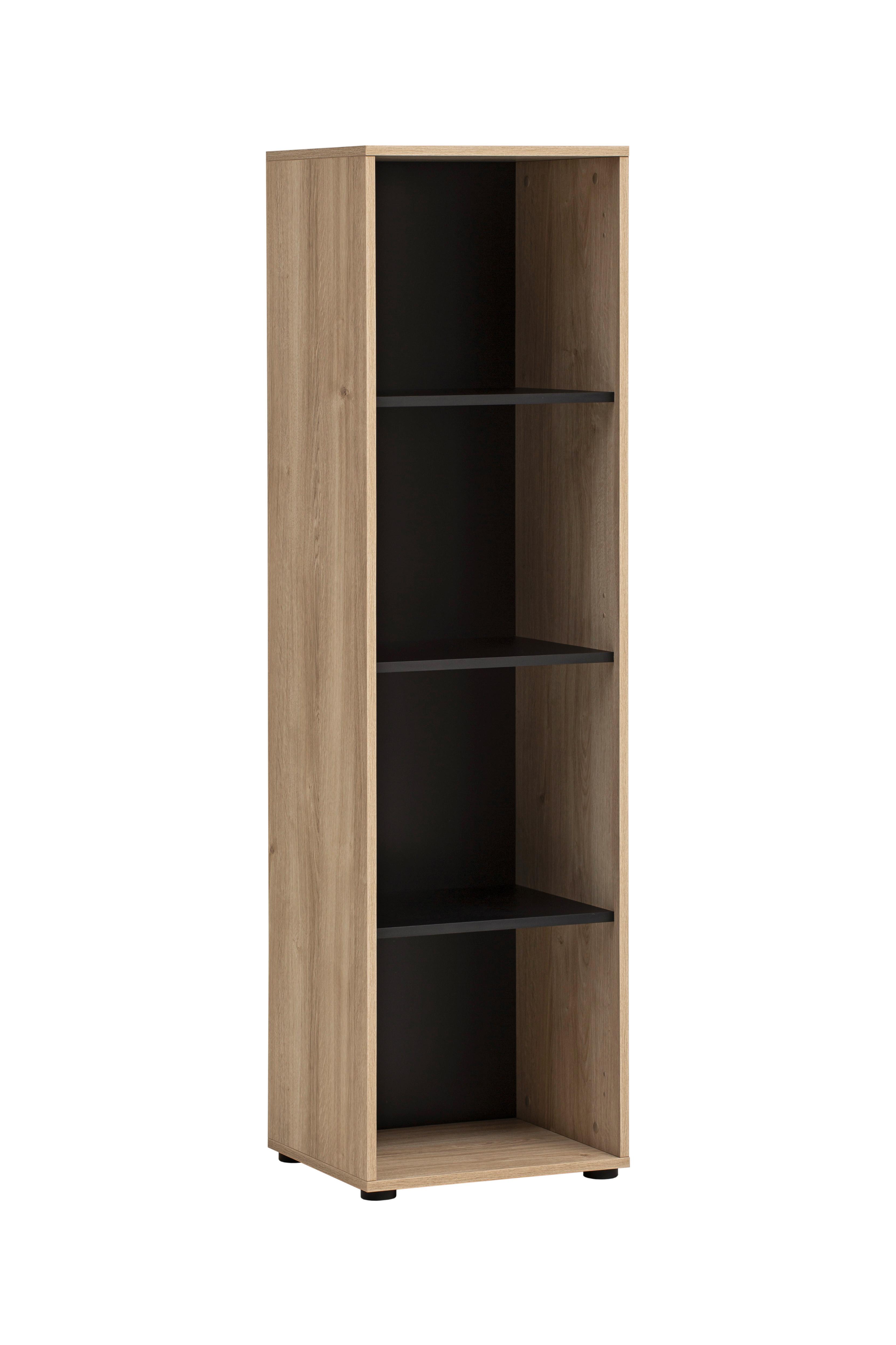 Aktenregal Emmik Schwarz/Eichefarben - Eichefarben/Schwarz, MODERN, Holzwerkstoff/Kunststoff (44,8/163,6/41cm) - MID.YOU