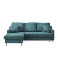 Ecksofa Valentina Petrol Cord - Petrol/Naturfarben, Design, Holz/Textil (150/228cm) - P & B