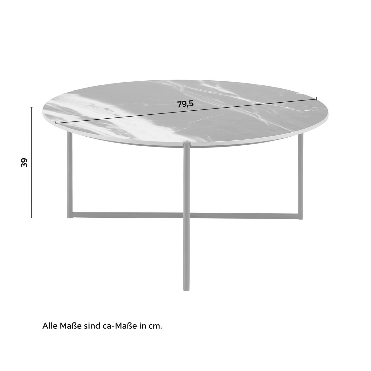 Couchtisch Nila Schwarz/Weiß Marmor rund ca. 80 cm - Schwarz/Weiß, MODERN, Keramik/Stein (79,5/79,5/39cm) - Bessagi Home