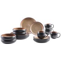 SERWIS OBIADOWO-ŚNIADANIOWY FARO - brązowy, Design, ceramika - Novel