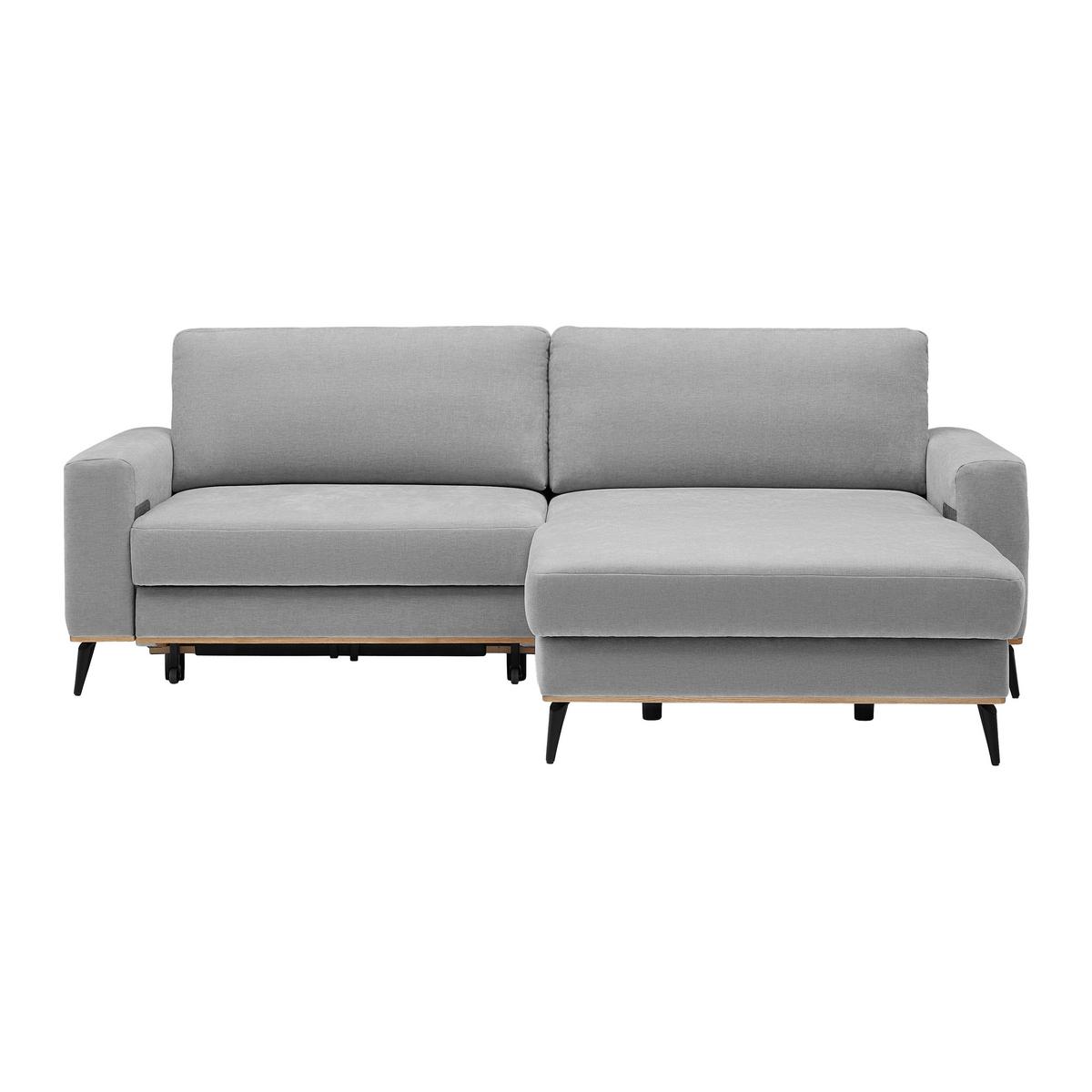 Wohnlandschaft Romeo Grau mit Bettfunktion - Schwarz/Grau, KONVENTIONELL, Holz/Textil (234/87/167cm) - Zandiara