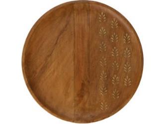 Dísztál Flower - barna, fa (38/1,5cm)