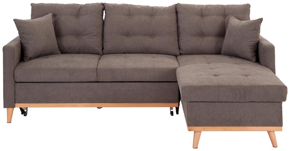 Sedežna Garnitura Kring, Siva, Z Ležiščem - siva, Basics, tekstil (212/72/150cm) - MID.YOU
