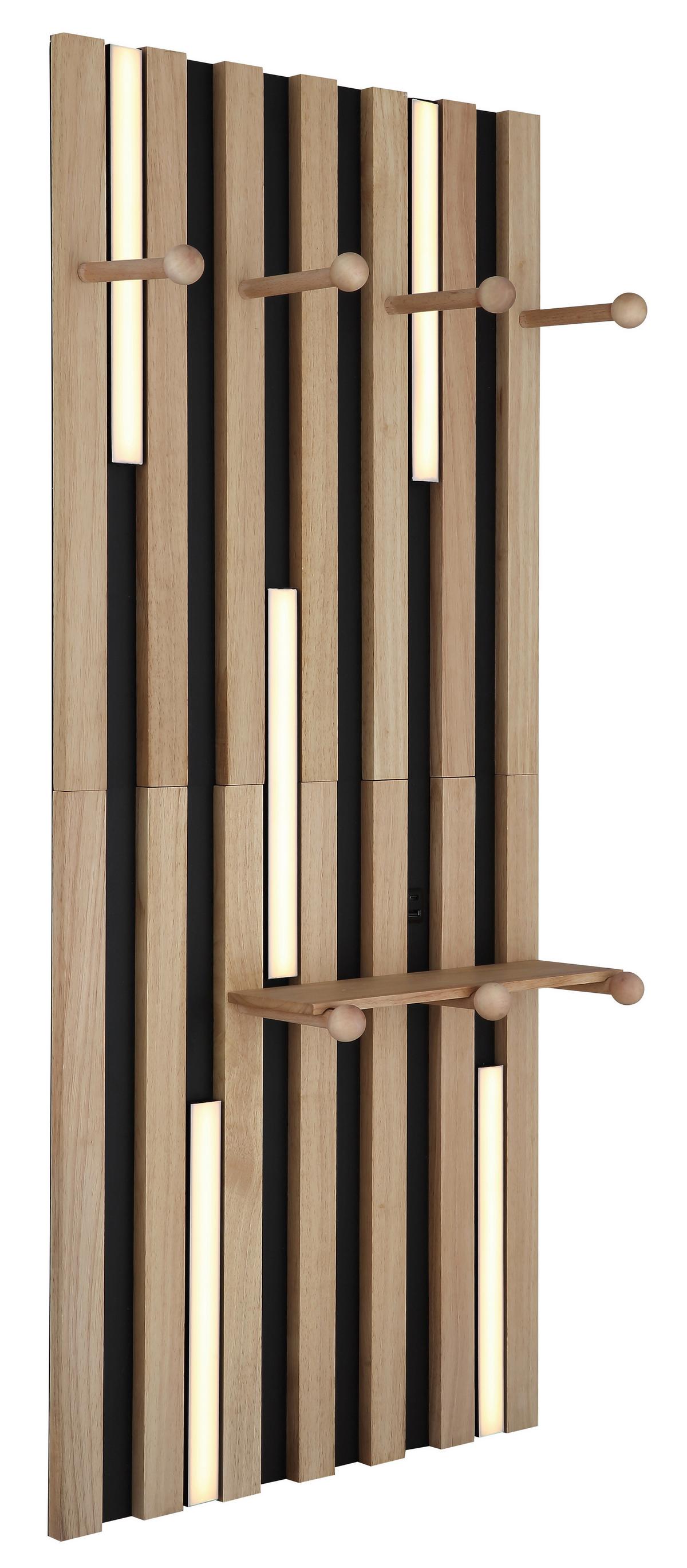 LED-WANDLEUCHTE 78413 DUANE - Weiss/Schwarz, Natur, Holz/Kunststoff (50/110cm) - Globo