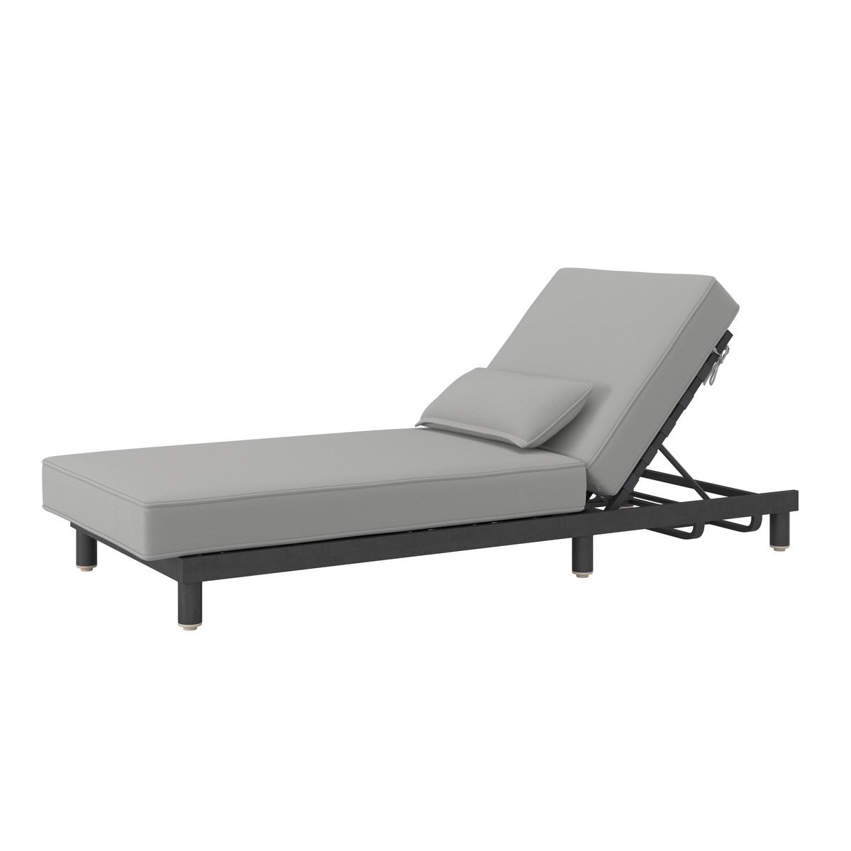 Gartenliege Marina Grau Outdoorstoff/Metall +Abdeckung - Grau, MODERN, Textil/Metall (195/30/84cm) - Bessagi Garden