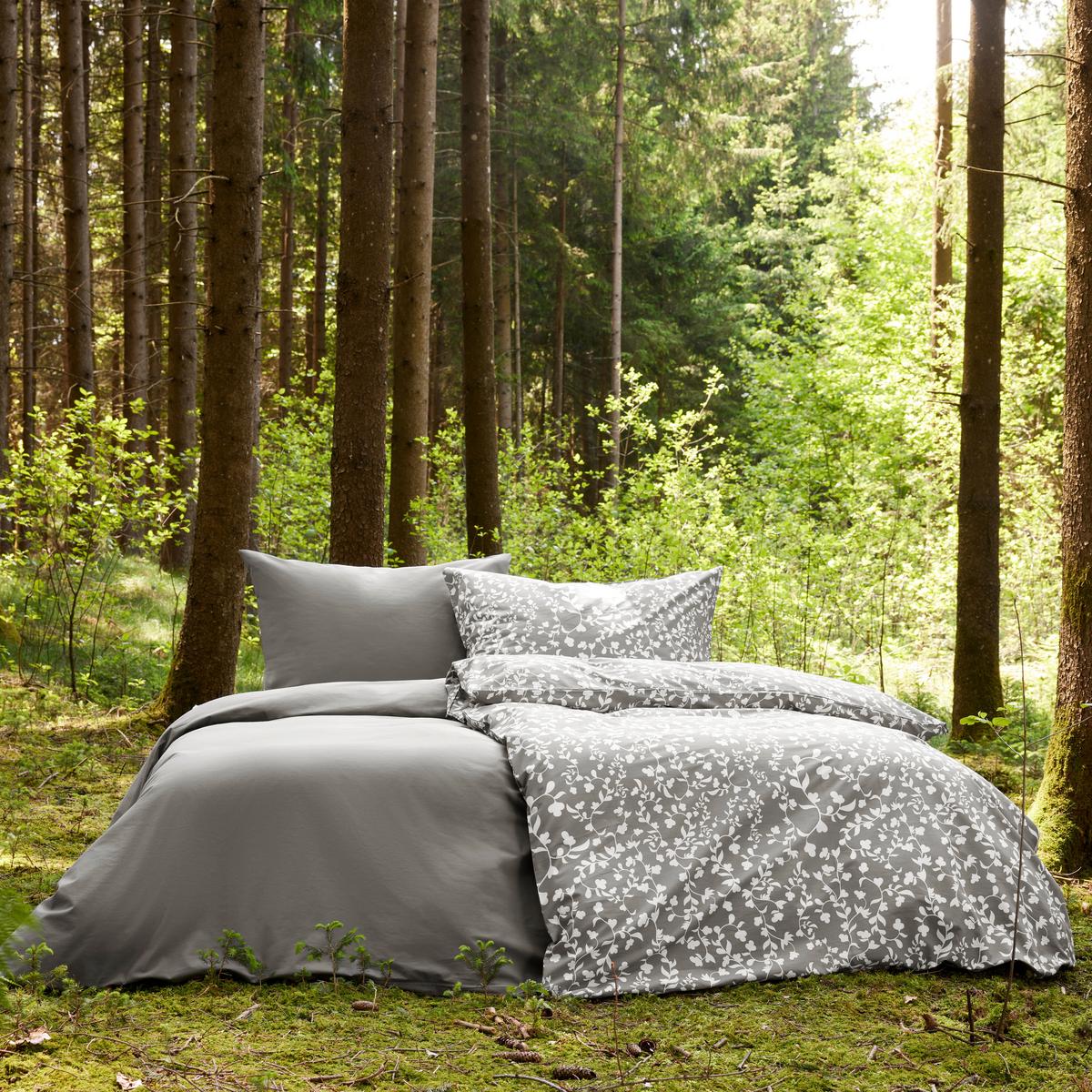 Bettwäsche Bio-Anna Design Weiß/Graphit ca. 140x200cm - Graphitfarben/Weiß, Natur, Textil (140/200cm) - ecoTree