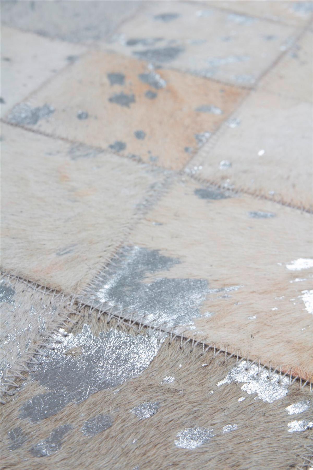 FLACHWEBETEPPICH LAVISH 210 GRAU / SILBER - Silberfarben/Grau, Basics, Leder (160/230cm) - Kayoom