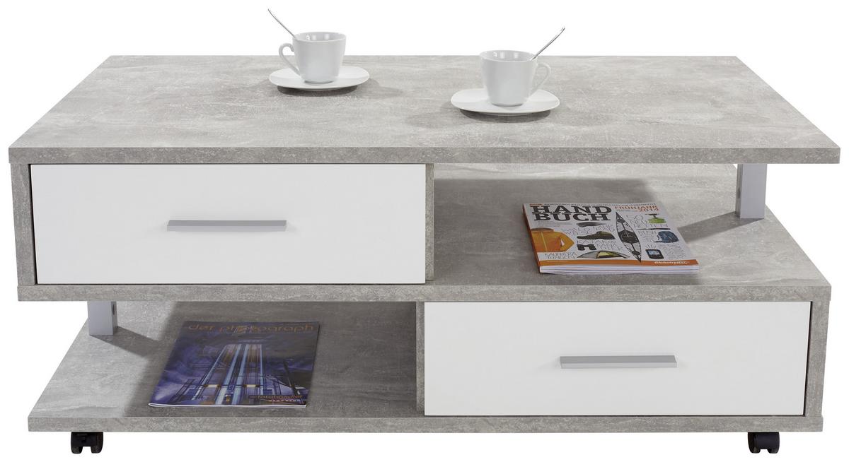 Măsuță de cafea QUATTRO - alb/gri, Konventionell, material pe bază de lemn (105/45/60cm) - Modern Living
