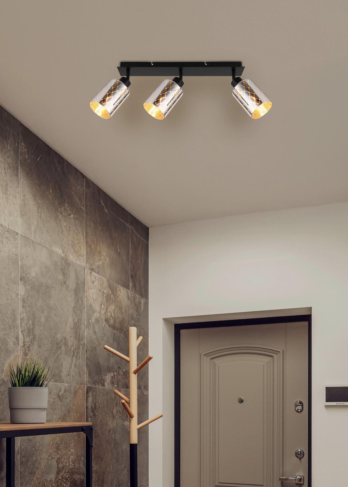 STRAHLER 54316-3  ALONSO - Klar/Chromfarben, Basics, Glas/Metall (66/9/22cm) - Globo