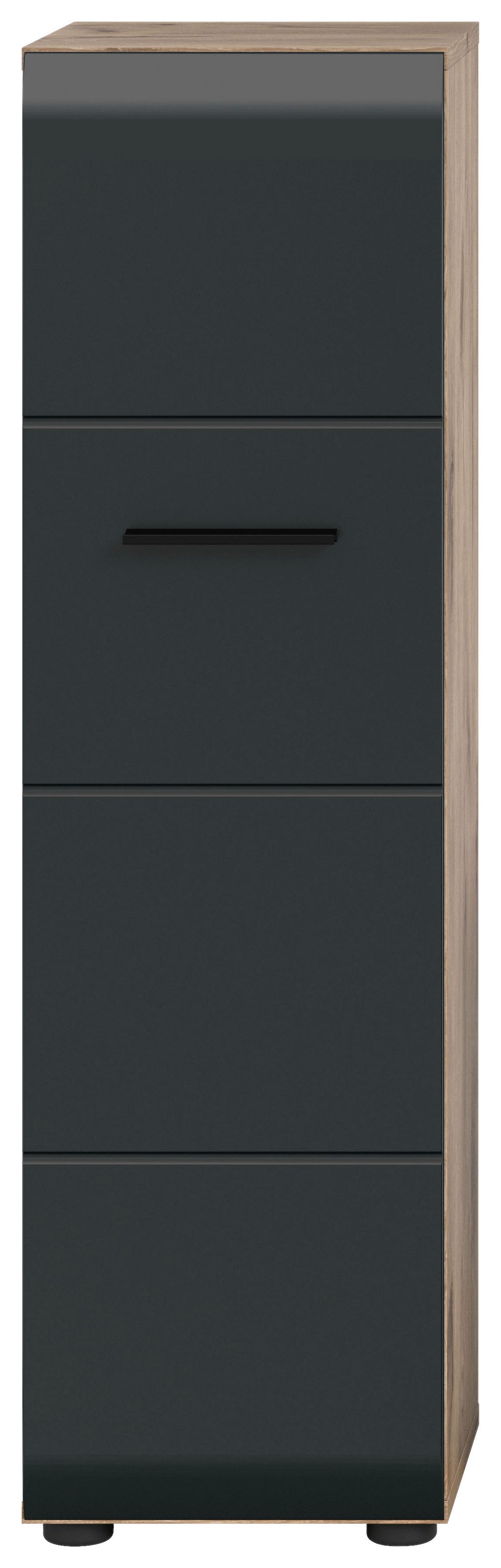 MIDISCHRANK ICE - Eiche dunkel/Schwarz, Basics, Holzwerkstoff/Kunststoff (30/106/30cm) - MID.YOU