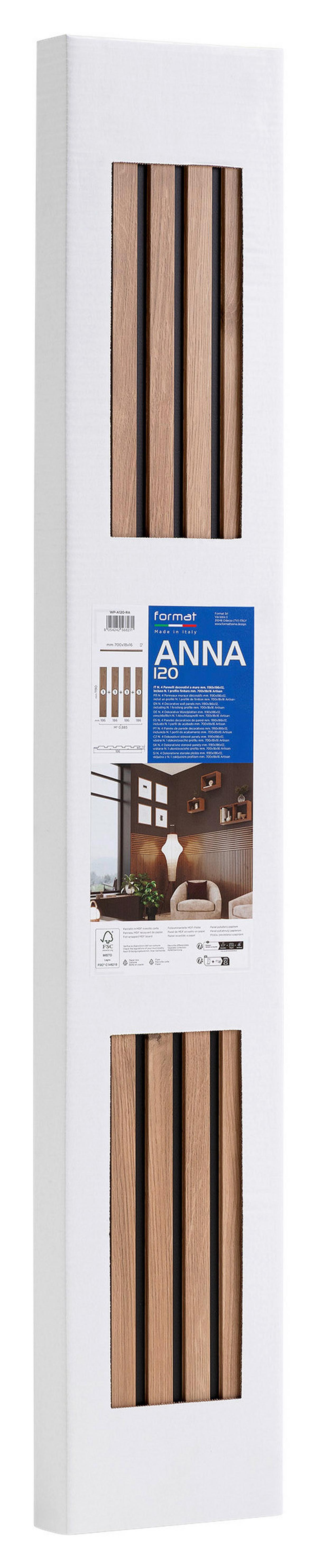 Wandpaneel Anna Eiche Artisan 4er Set - Eiche Artisan, Modern, Holzwerkstoff (74,4/119/1,2cm) - Mömax