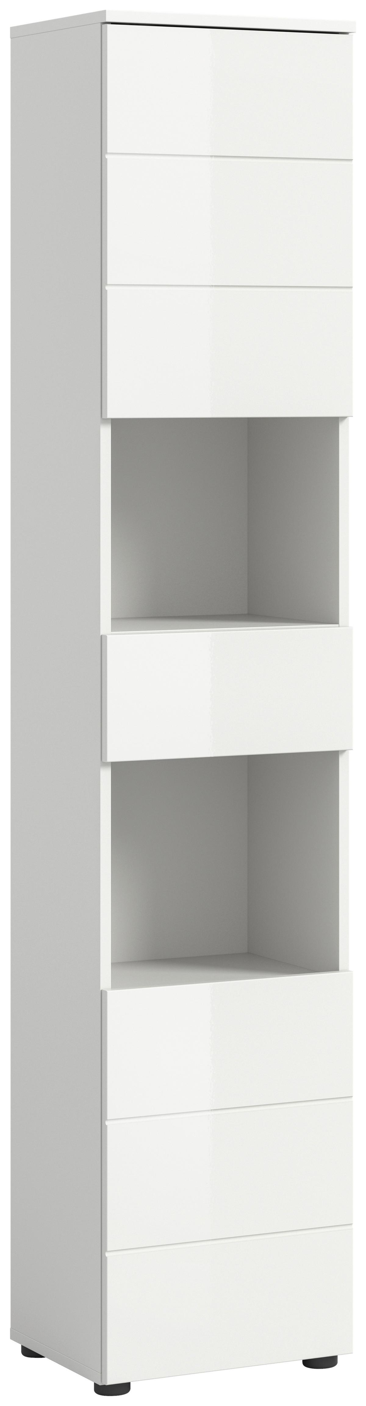 Hochschrank Vira ca. 38x190x34 cm Weiß - Weiß Hochglanz/Schwarz, MODERN, Holzwerkstoff/Kunststoff (38/190/34cm) - MID.YOU