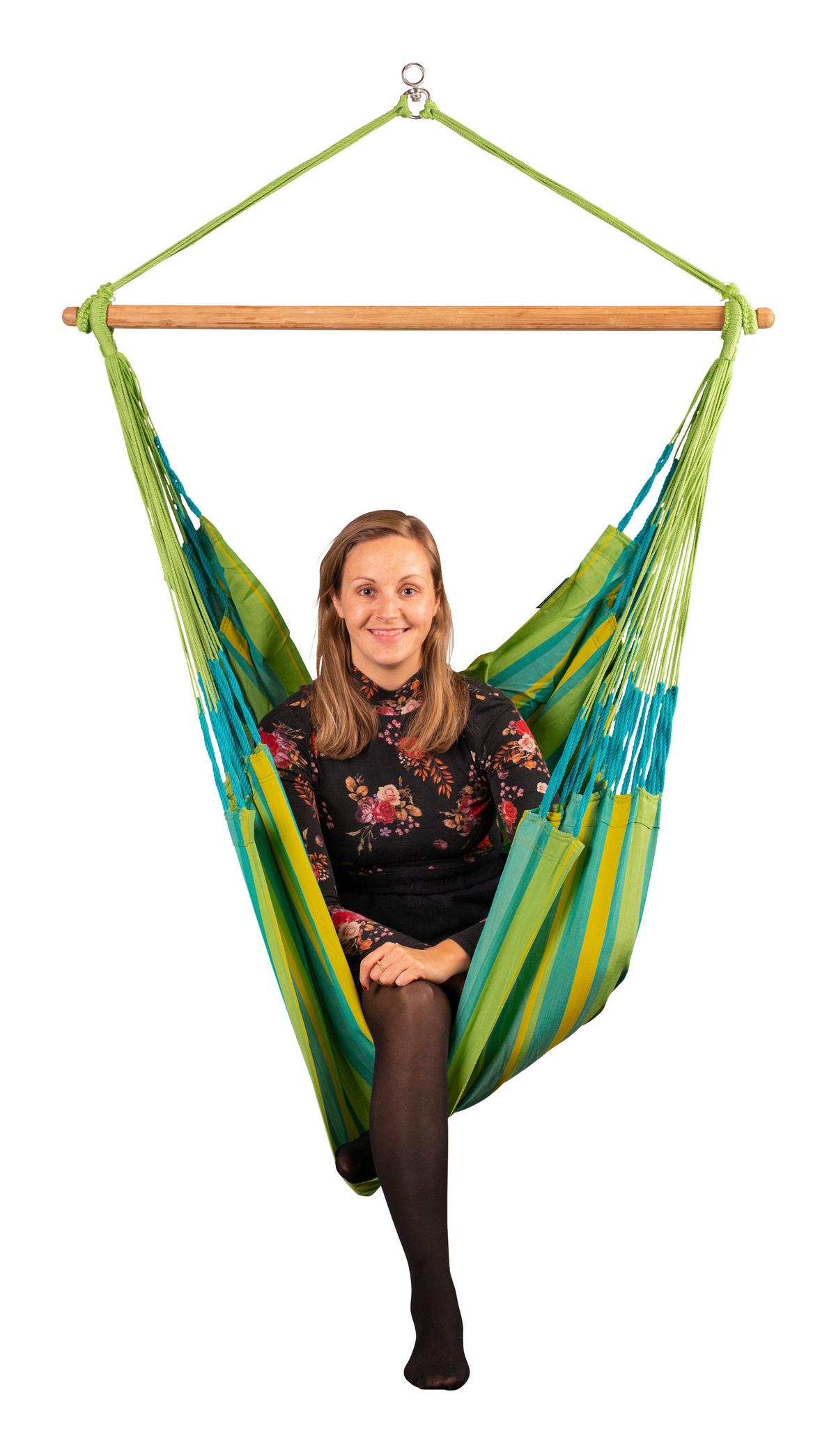 Hängesessel Comfort Hammock Echtholz Gelb/Grün - Gelb/Hellgrün, KONVENTIONELL, Holz/Textil (110/160/180cm) - La Siesta