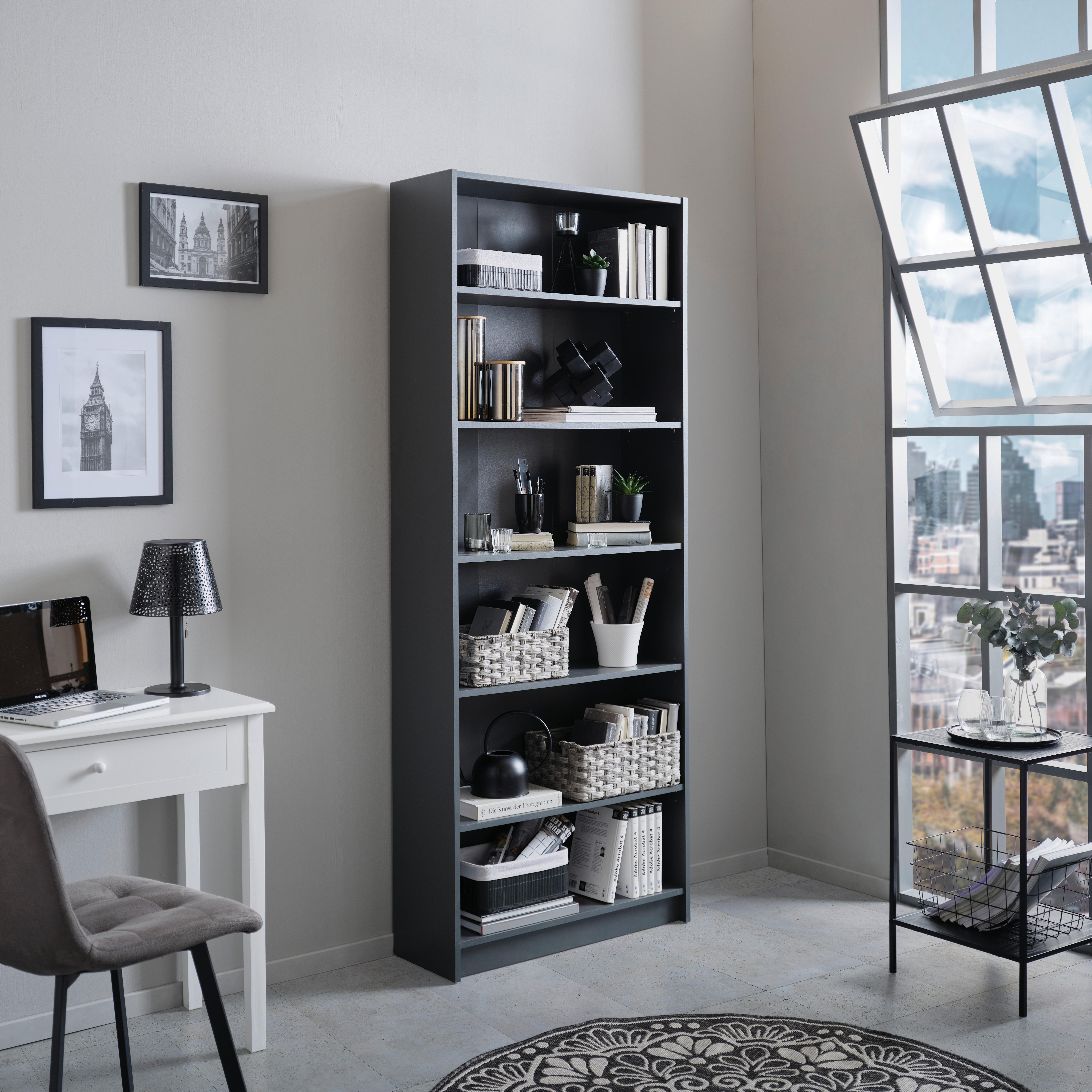 Etajeră DALI - antracit, Modern, material pe bază de lemn (80/202/28cm) - Modern Living