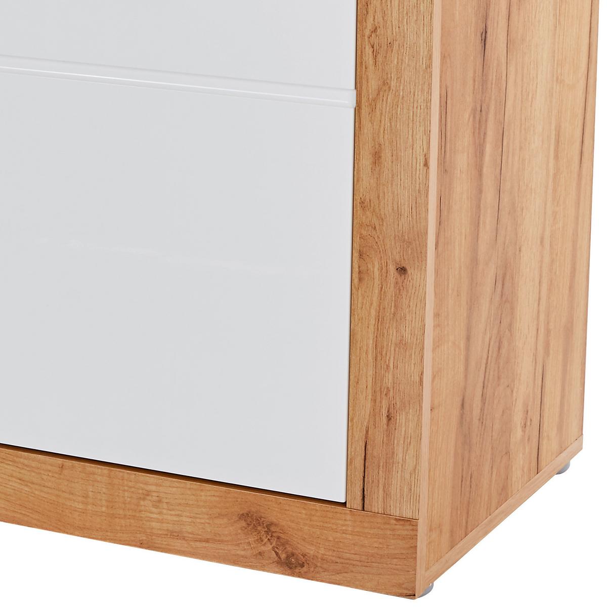 Comodă Malta - alb/culoare lemn stejar, Modern, material pe bază de lemn (96,4/86/39,9cm) - Modern Living