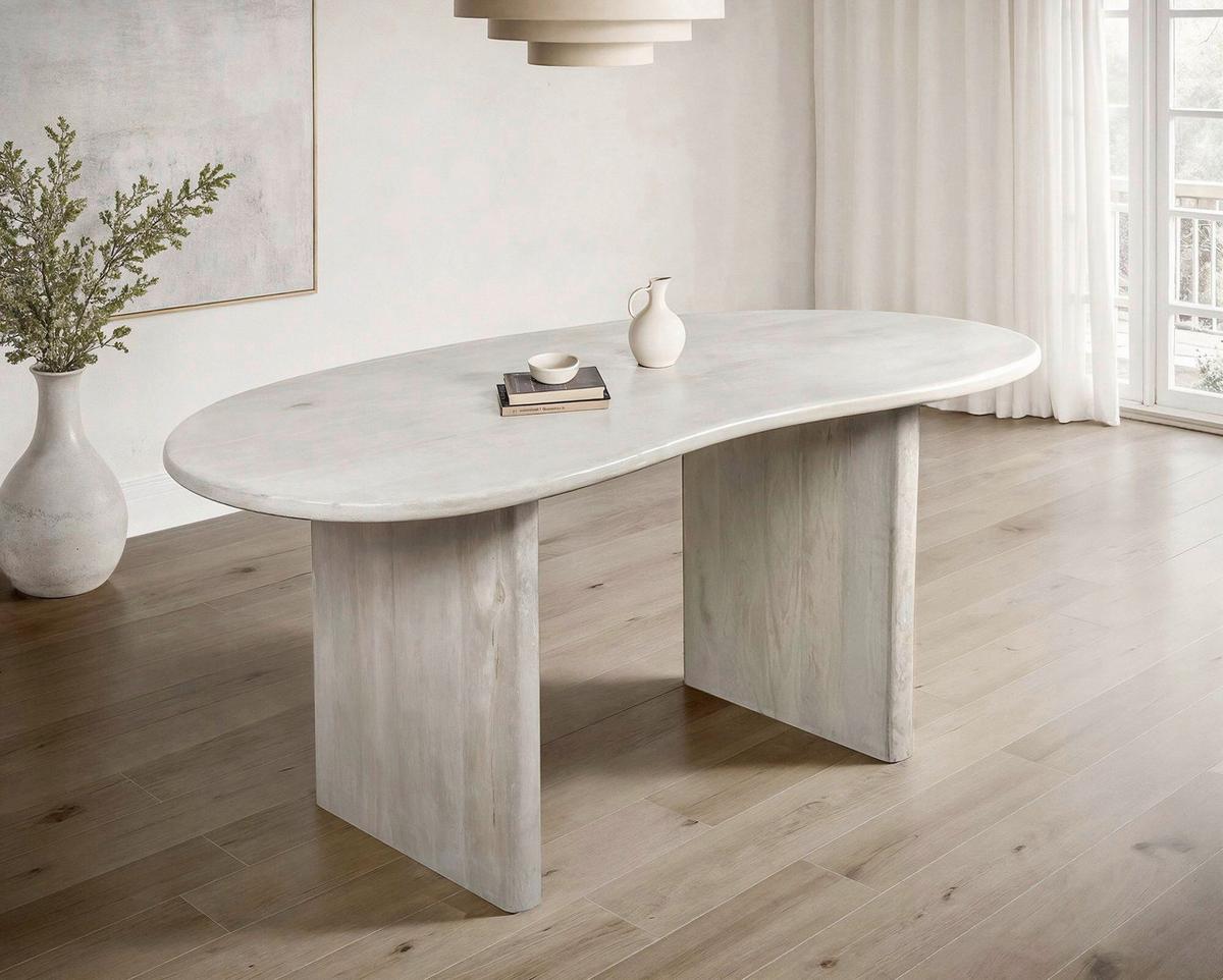 Jedilna Miza Mango, Bela, 180x90cm - bela, Design, les (180/90/75cm) - MID.YOU
