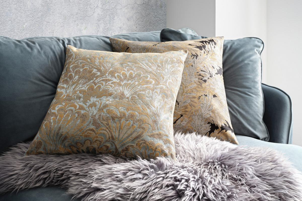 Párnahuzat Ornament - aranyszínű/antracit, Basics, textil (50/50cm) - Premium Living