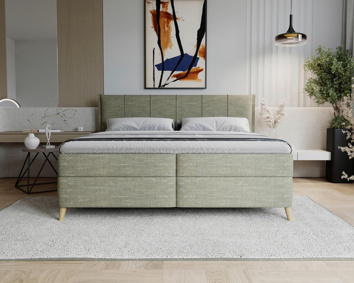 Boxbett Veloria Grün ca. 180x200cm - Schwarz/Grün, KONVENTIONELL, Textil/Metall (180/200cm) - Based