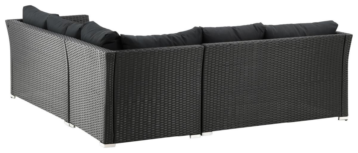 LOUNGEGARNITUR HAITI - Schwarz, KONVENTIONELL, Kunststoff - Gardenson
