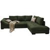 Wohnlandschaft Alvito Dunkelgrün Cord - Dunkelgrün/Beige, Design, Holz/Textil (298/202cm) - MID.YOU