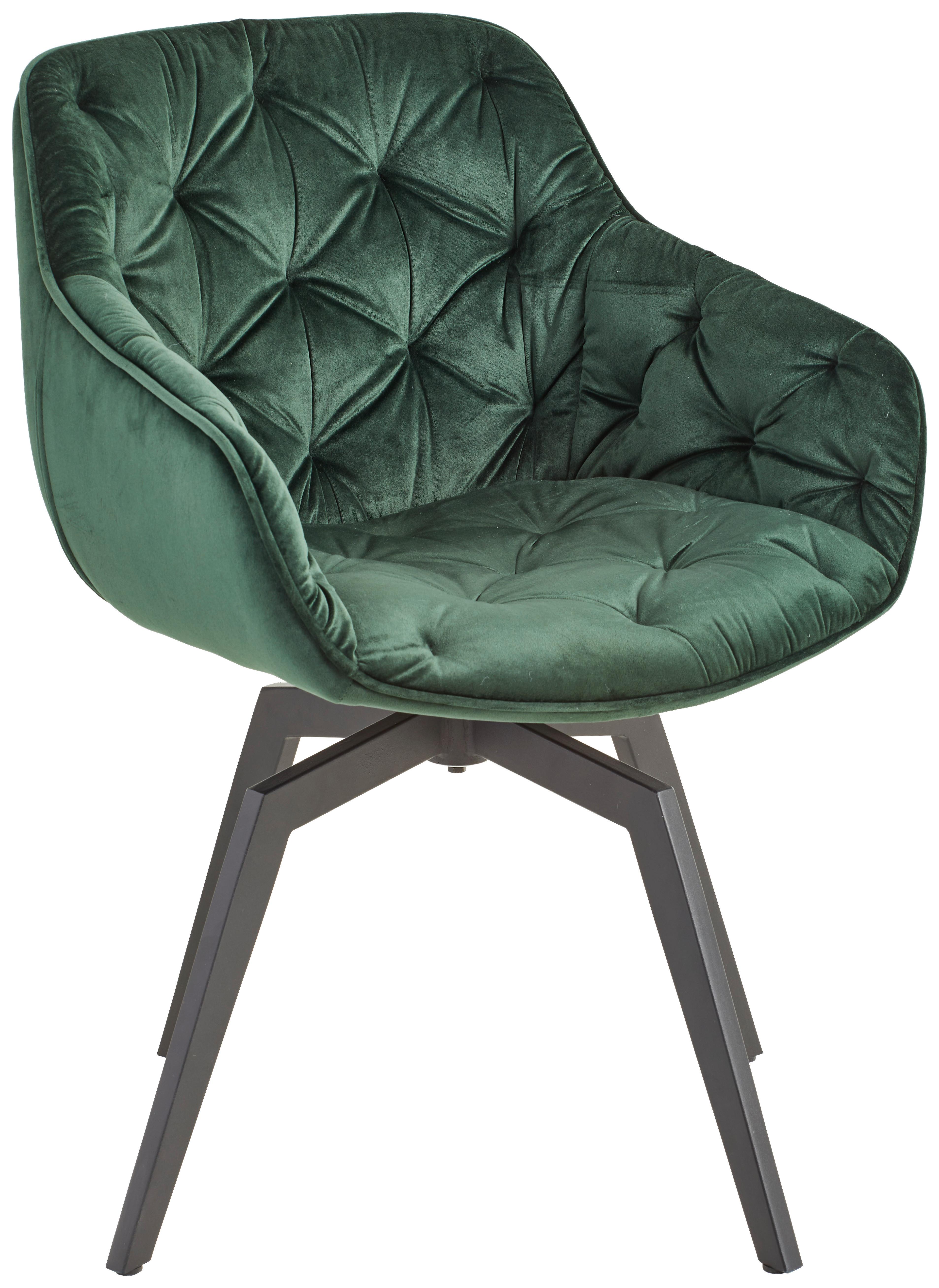 KRZESŁO Z PODŁOKIETNIKAMI AVEGNO - czarny/ciemnozielony, Modern, metal/drewno (58/83/63cm) - Livetastic