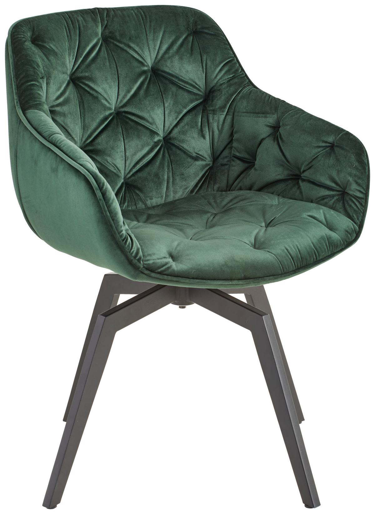 KRZESŁO Z PODŁOKIETNIKAMI AVEGNO - czarny/ciemnozielony, Modern, metal/drewno (58/83/63cm) - Livetastic