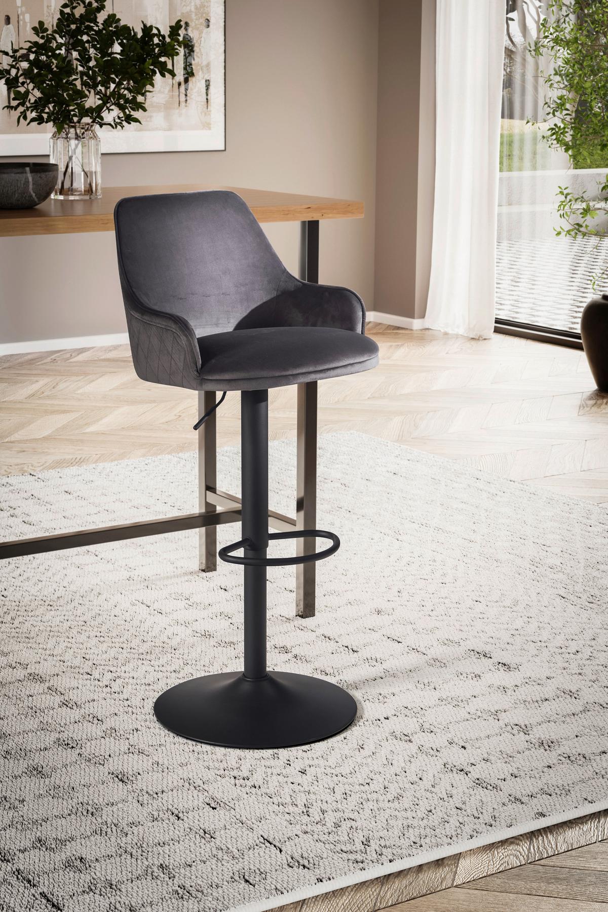 Barski Stol Wl7.006 - siva/črna, Design, kovina/tekstil (45/106/45cm) - MID.YOU