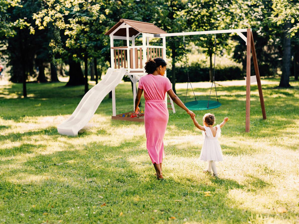 SPIELTURM A025.123.91 - Braun/Weiß, KONVENTIONELL, Holz/Kunststoff (356,6/241,9/349cm) - Ambia Garden