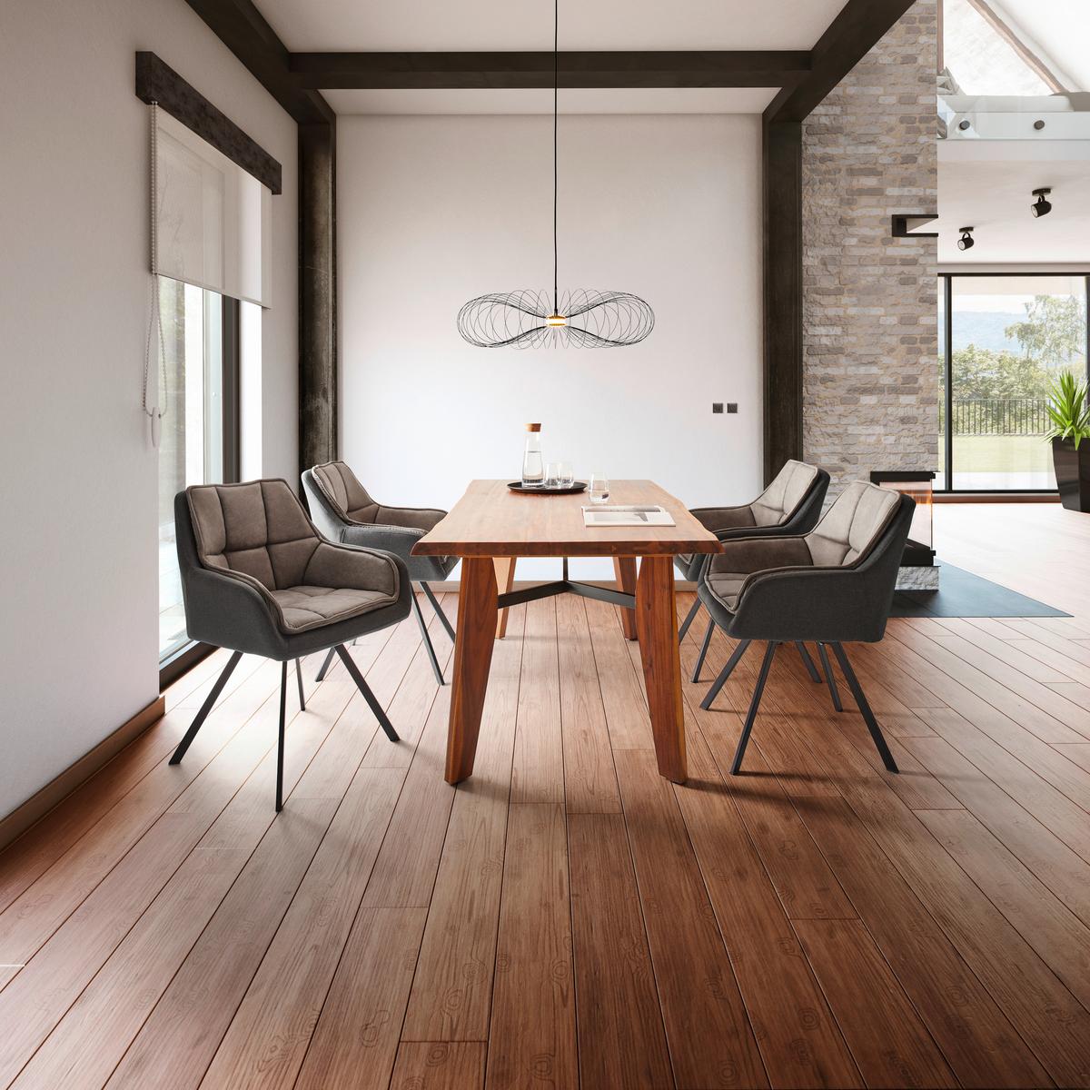 Naslanjač Billy, Bež, Vrtljiv - črna/bež, Moderno, kovina/tekstil (62/85/62cm) - Bessagi Home
