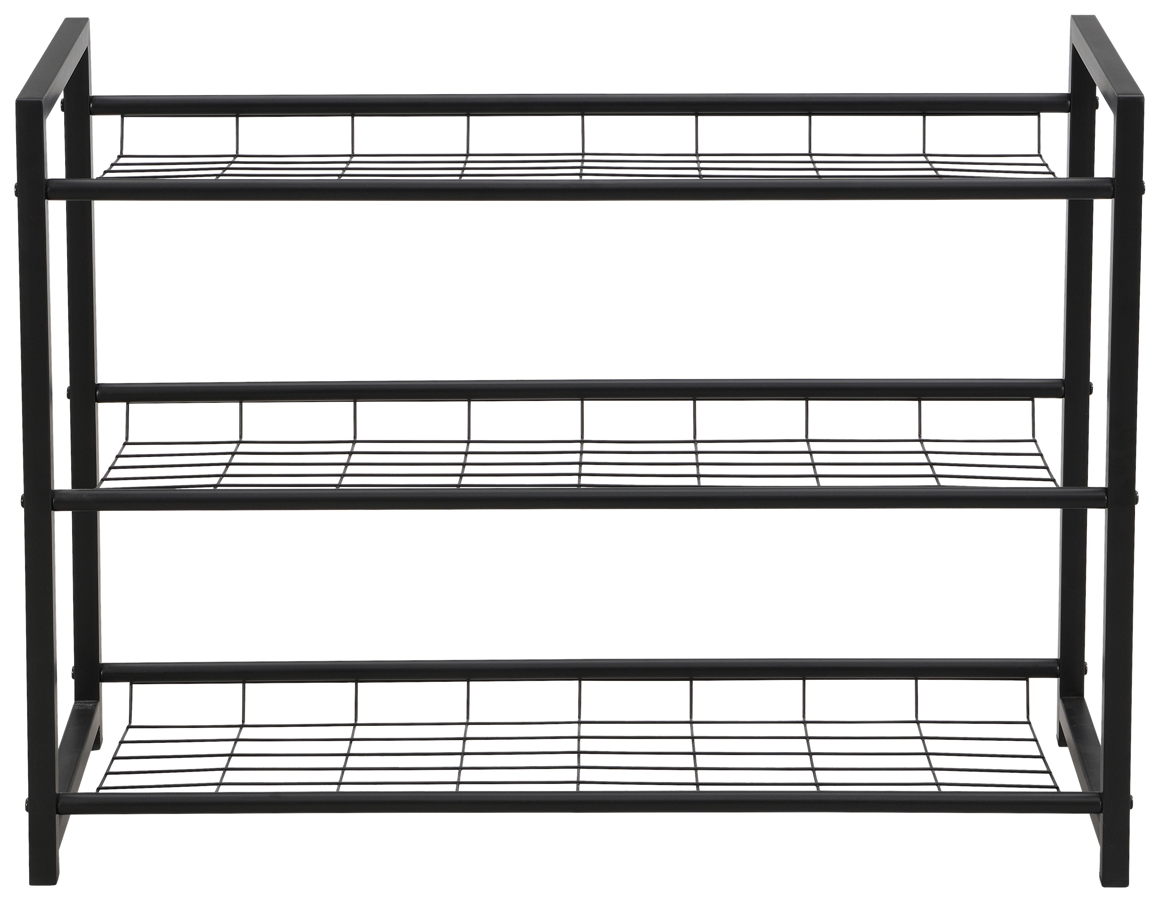 Regal Za Čevlje Shoe 2, Črna, 3 Police - črna, Moderno, kovina (80/60/30cm) - Mömax