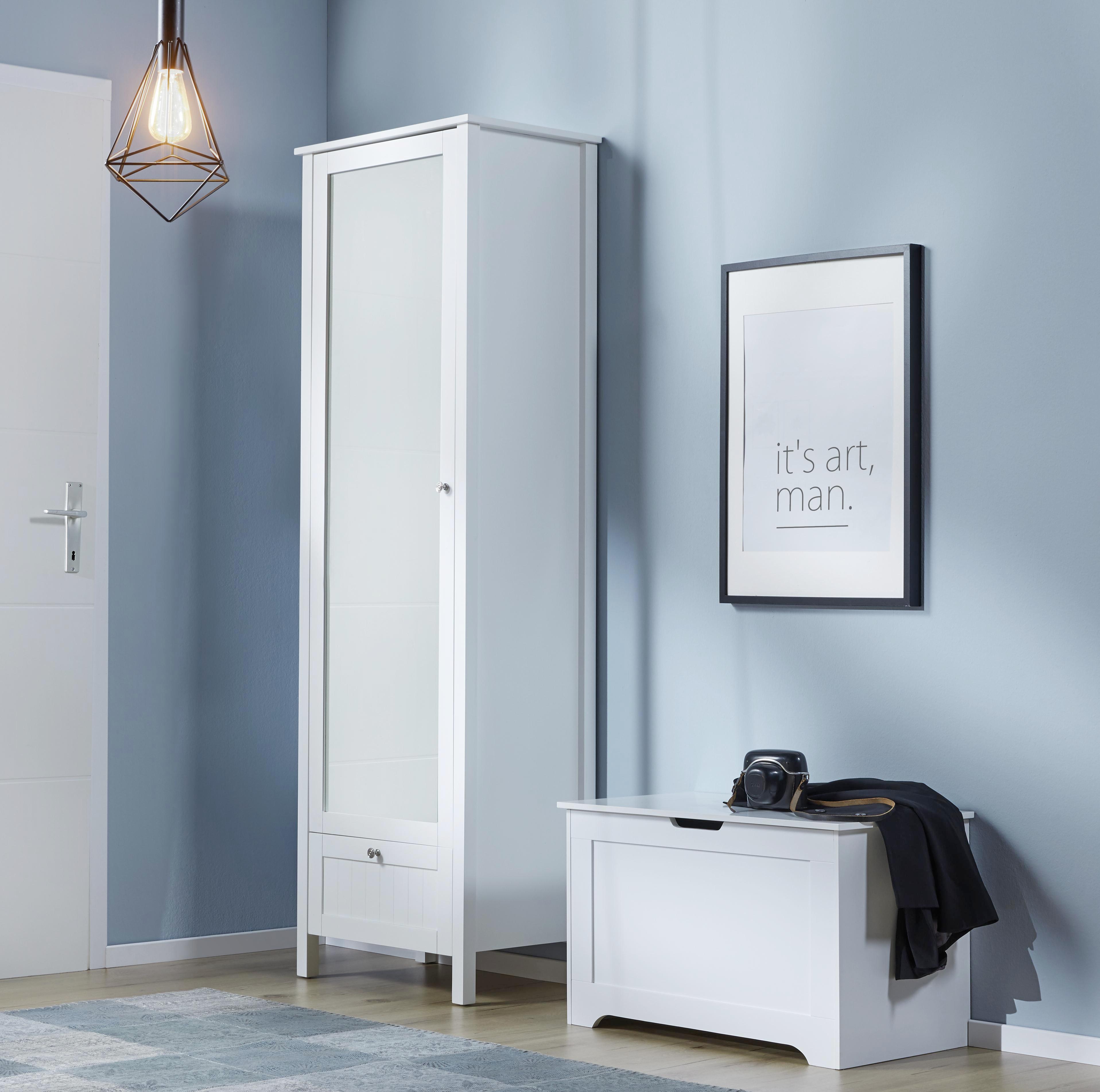 Garderobenschrank in Weiß 'Josh' - Weiß, MODERN, Holz (61/190/40cm) - Bessagi Home