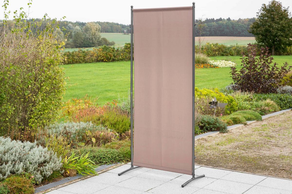 Sichtschutz Textil Silber/Taupe - Taupe/Silberfarben, KONVENTIONELL, Textil/Metall (80/188/50cm) - Gardenson