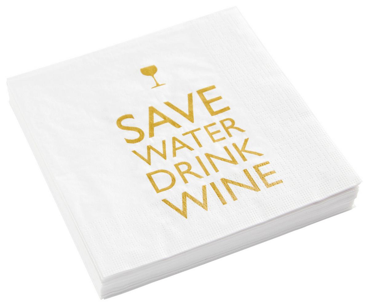 Serviette Kai in Weiss - Weiss/Goldfarben, Papier (33cm)