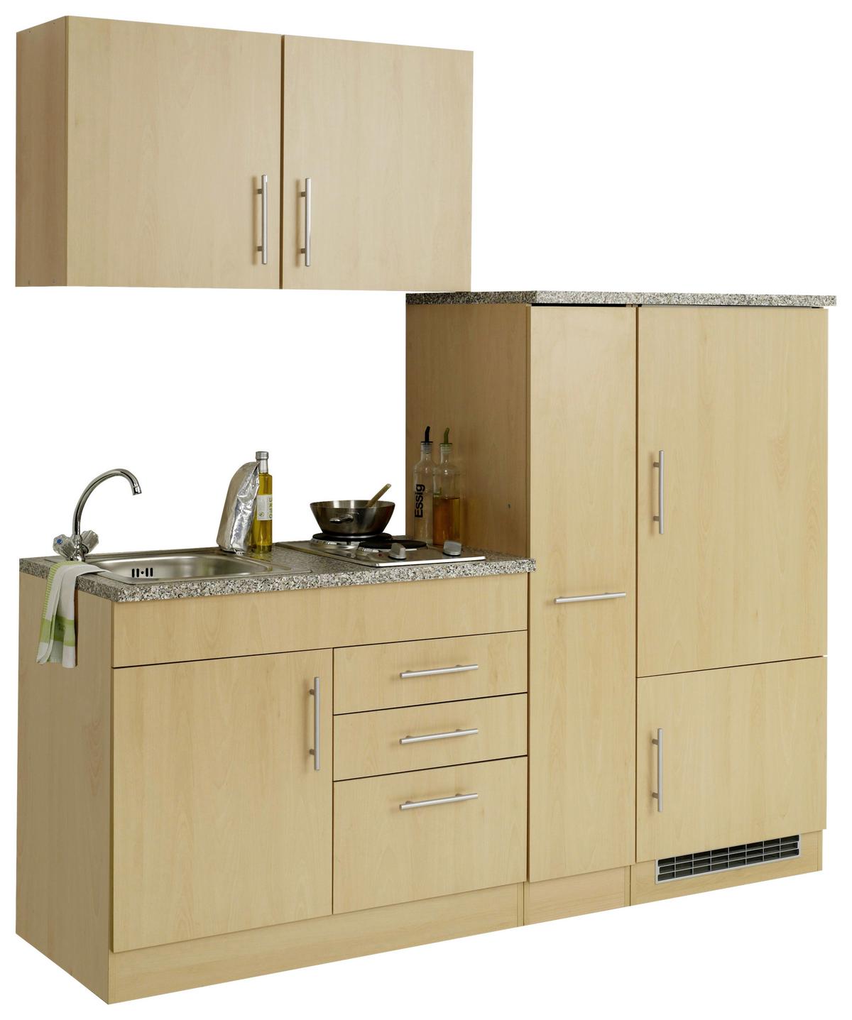 Küchenblock Toronto II m. Geräten Buche - Chromfarben/Buchefarben, MODERN, Holzwerkstoff/Metall (190cm) - Held