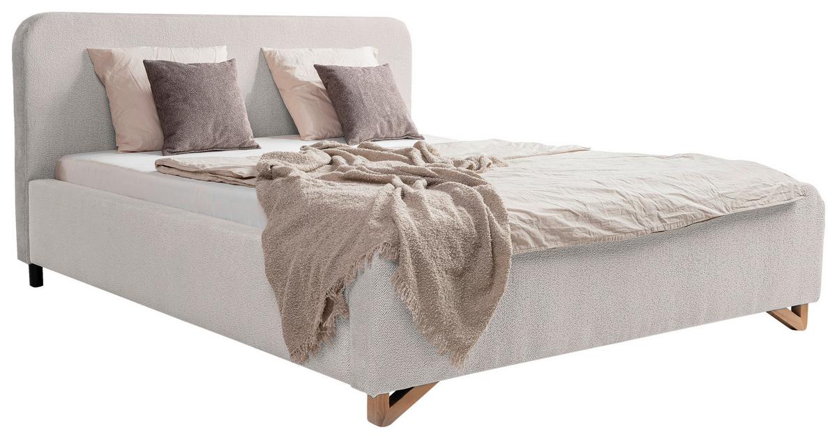 Oblazinjena Postelja Flamingo, Biserna Barva, 180x200cm - svetlo rjava/črna, Moderno, kovina/umetna masa (180/200cm) - MID.YOU