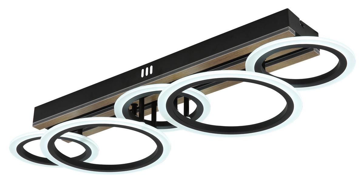 Led Stropna Svjetiljka Blevins - bijela/tamno smeđa, Natur, drvni materijal/metal (74,5/25/11,5cm) - Globo
