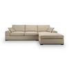 Ecksofa Veda Beige Flachgewebe - Beige/Schwarz, Basics, Holz/Textil (308/186cm) - MID.YOU