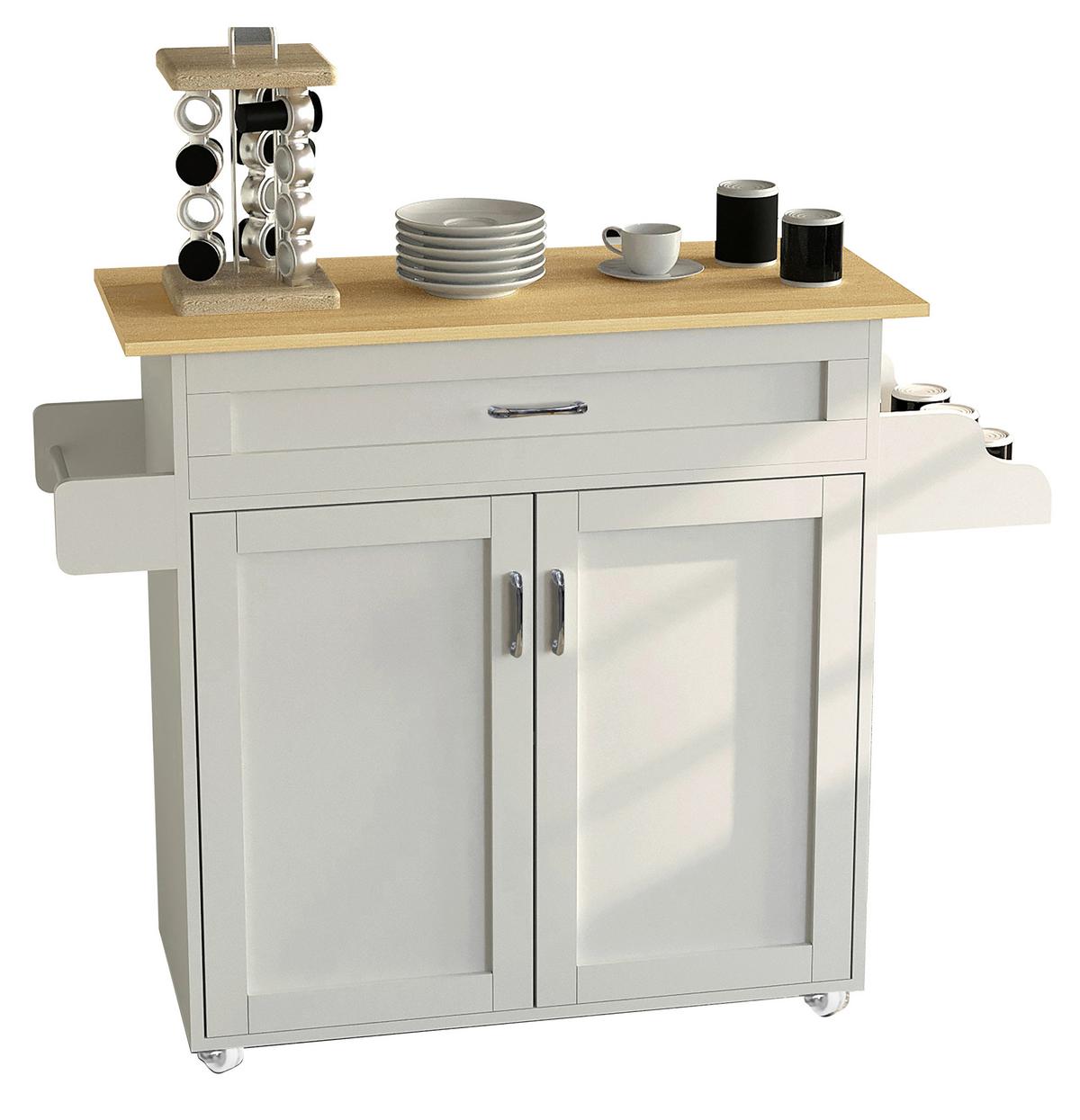 SERVIERWAGEN PASTANO - Honigeiche/Weiss, Basics, Holzwerkstoff/Kunststoff (114/89/39cm) - MID.YOU