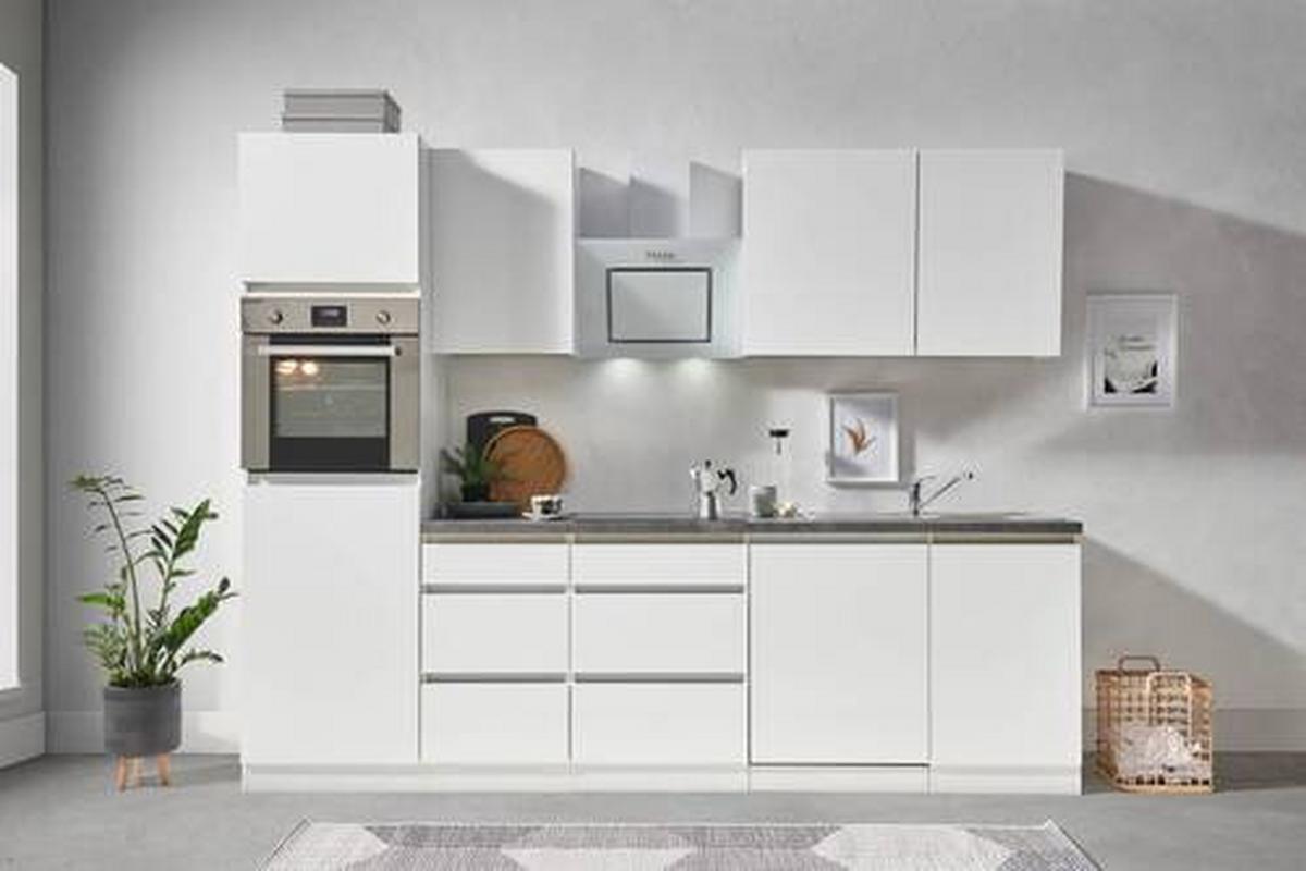 Küchenblock Premium Weiß B: ca. 280 cm - Weiß/Grau, MODERN, Holzwerkstoff (280cm) - Respekta