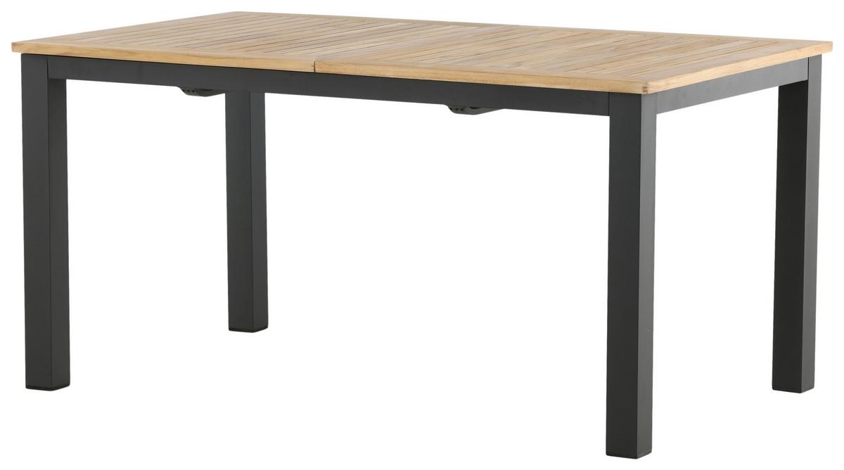 Gartentisch Panama ca. 210x90 cm Schwarz/Teakholz - Schwarz/Teakfarben, KONVENTIONELL, Holz/Metall (210/90/75cm) - Gardenson