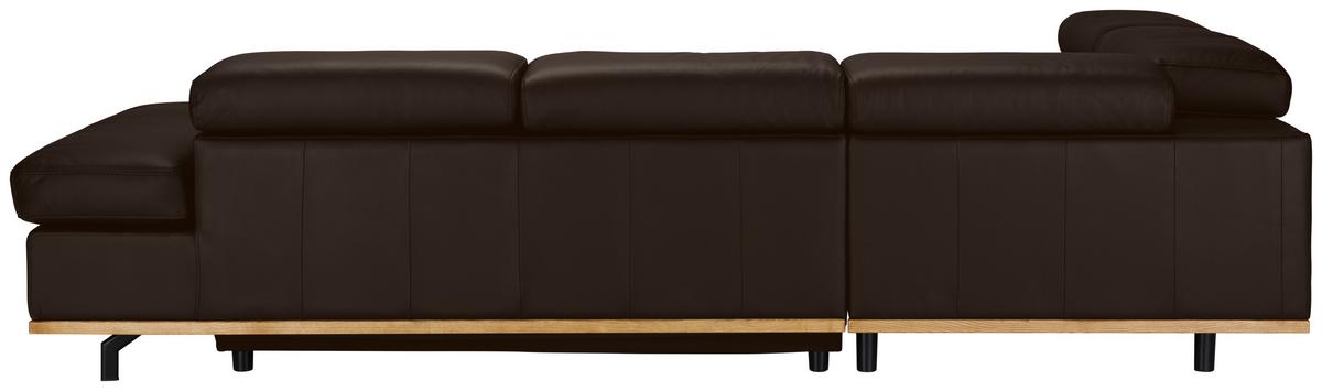 Wohnlandschaft Carmen links Dunkelbraun - Dunkelbraun/Schwarz, MODERN, Leder/Holz (292/72/226cm) - Premium Living