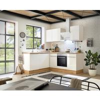 Eckküche Marleen m. Geräten Weiß Hochglanz ca. 220x170 cm - Weiß Hochglanz/Alufarben, LIFESTYLE, Holzwerkstoff/Kunststoff (220/170cm) - Respekta