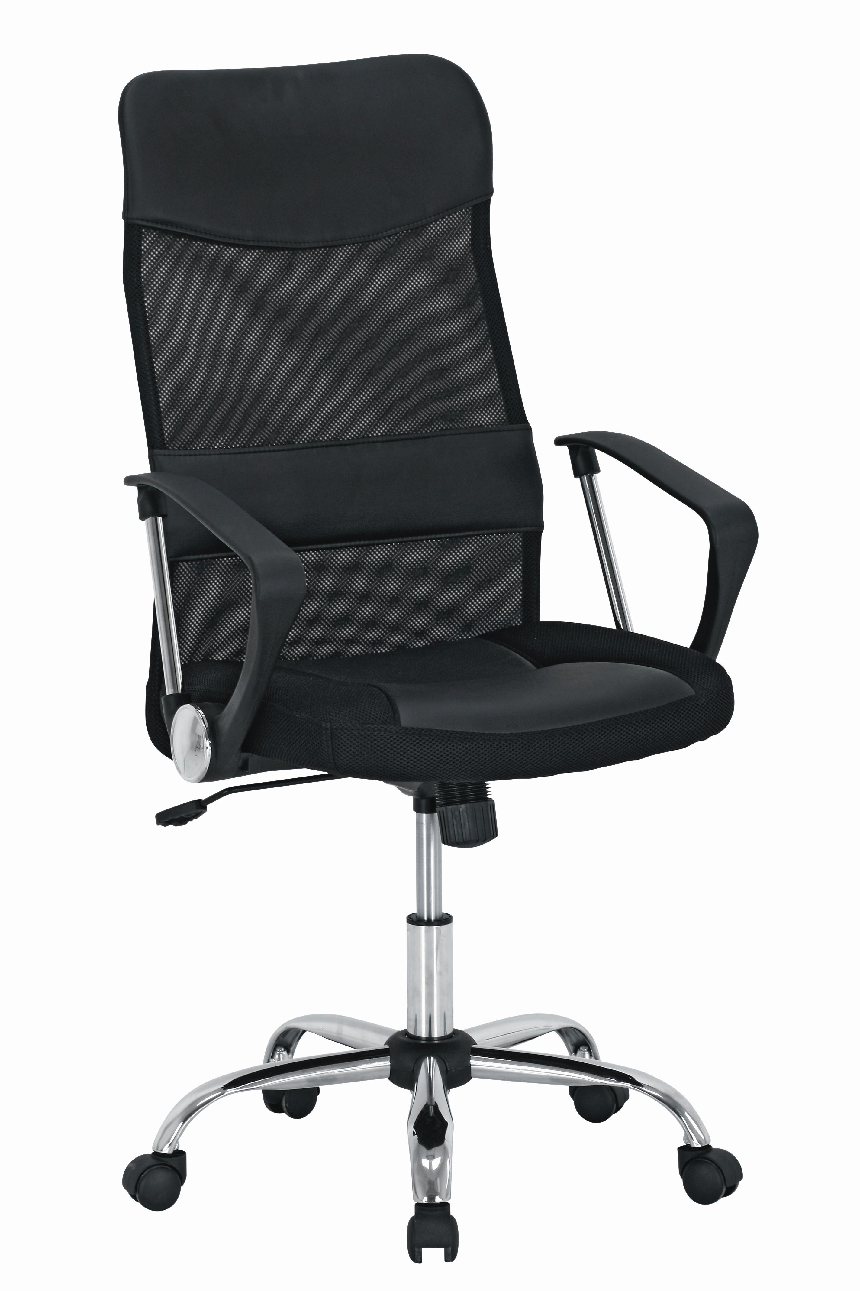 Uredska Stolica Grado - boje kroma/crna, Moderno, drvni materijal/metal (60/109-119/61,5cm) - Modern Living