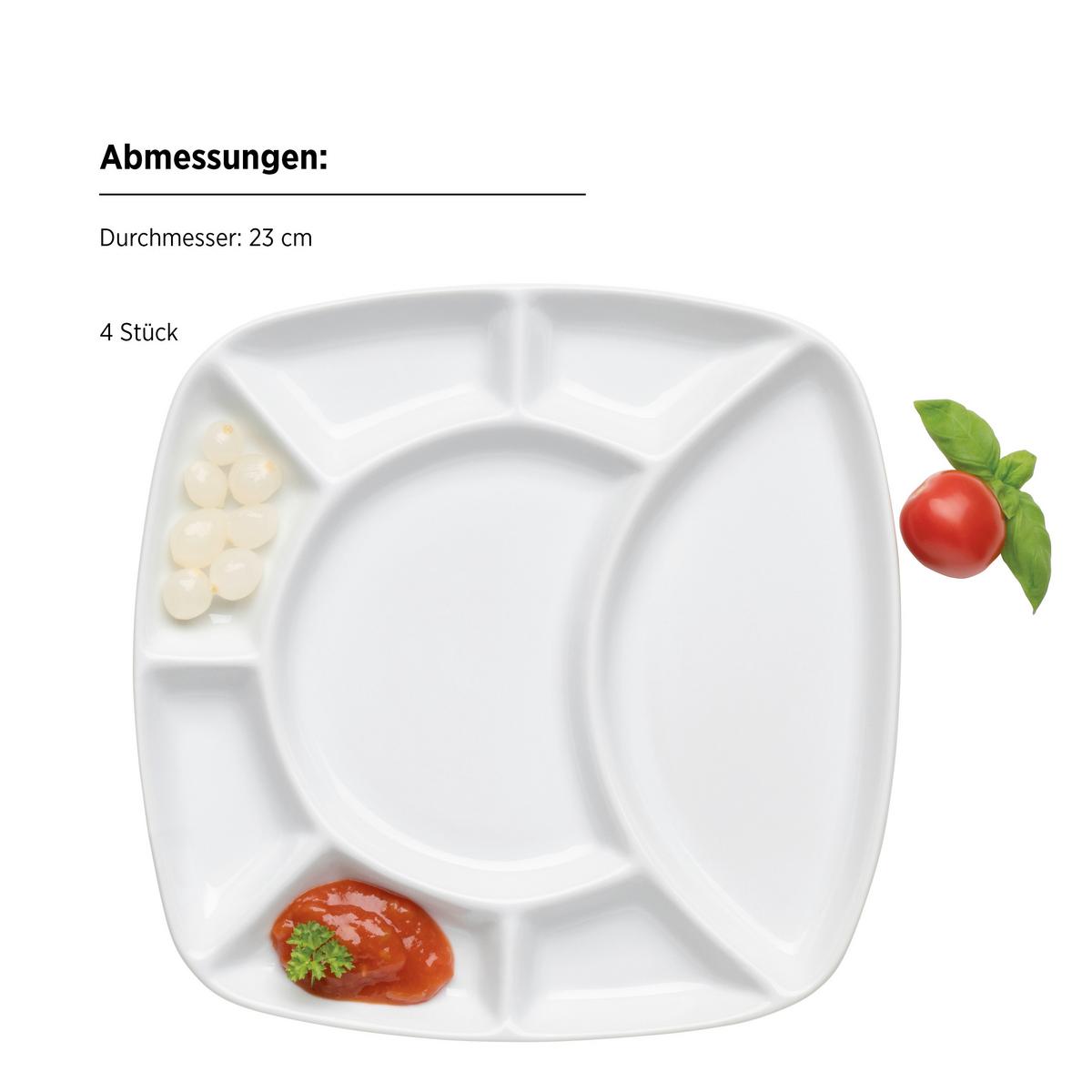 GRILLTELLERSET 934150 FONDUETELLER SET 4TLG - Weiss, Basics, Keramik (23/2,5/23cm) - Mäser