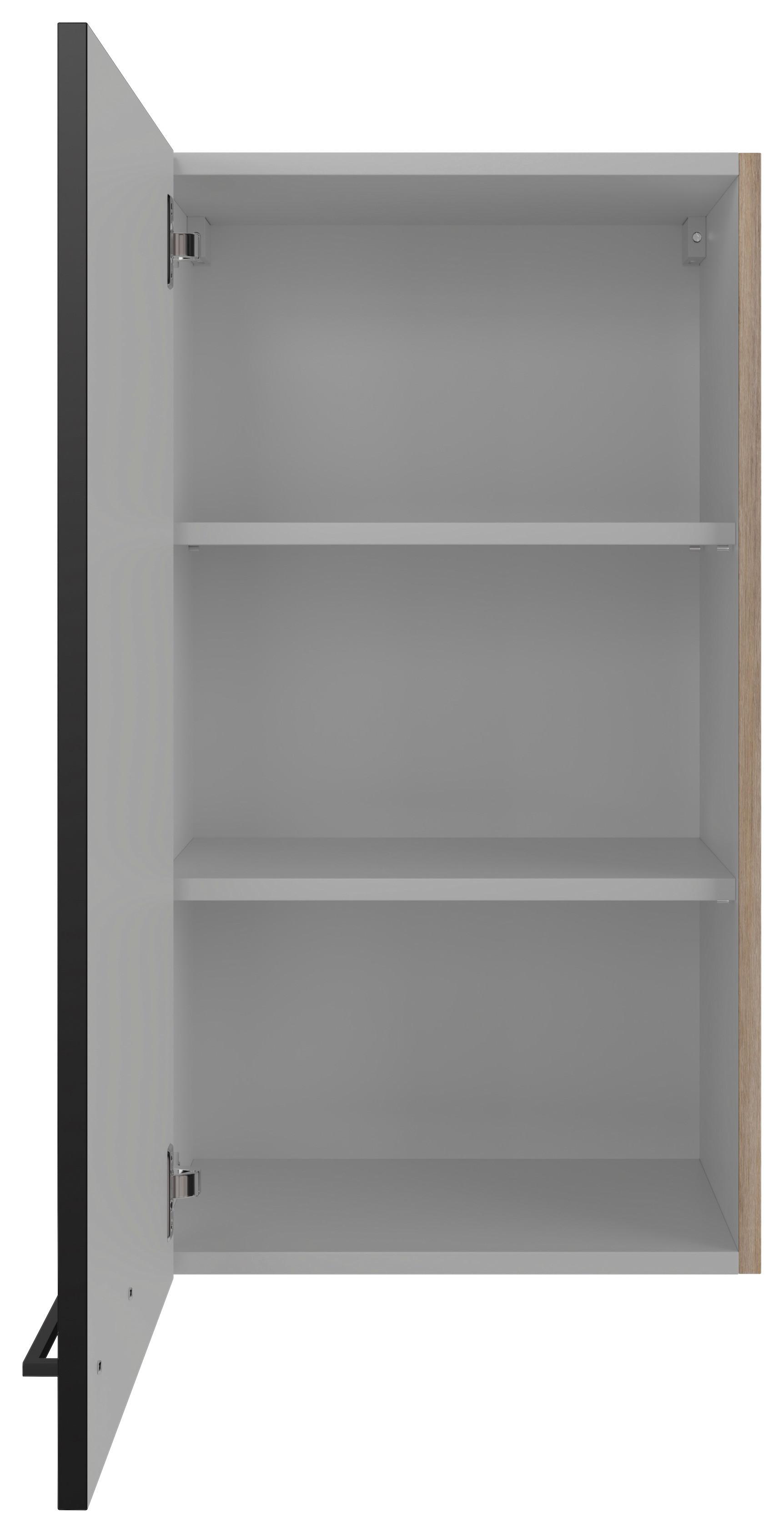 Kuhinjska Zgornja Omarica Capri, Črna, Hrast - črna/barve hrasta, Konvencionalno, kovina/leseni material (50/89/32cm) - FlexWell
