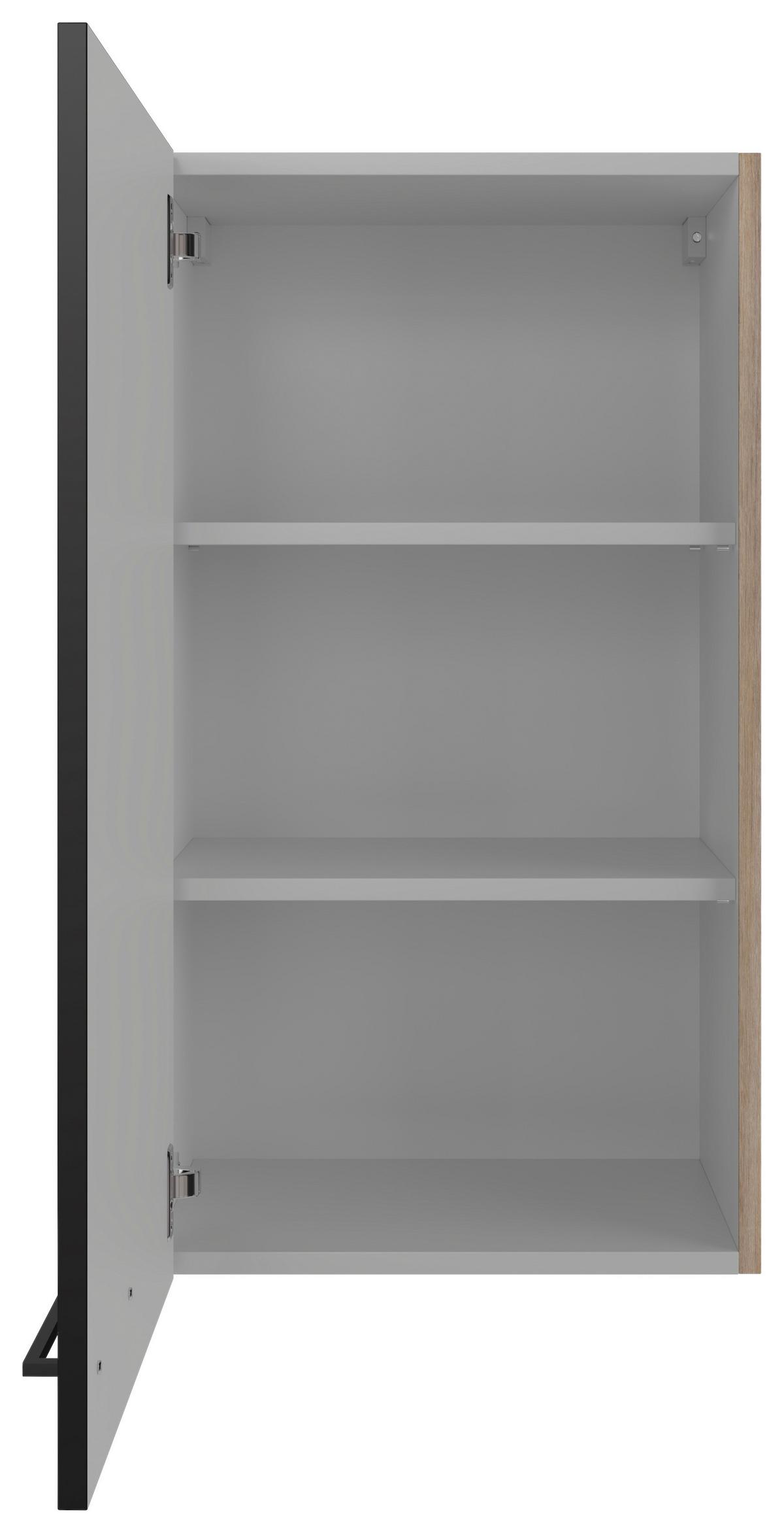 Kuhinjska Zgornja Omarica Capri, Črna, Hrast - črna/barve hrasta, Konvencionalno, kovina/leseni material (50/89/32cm) - FlexWell