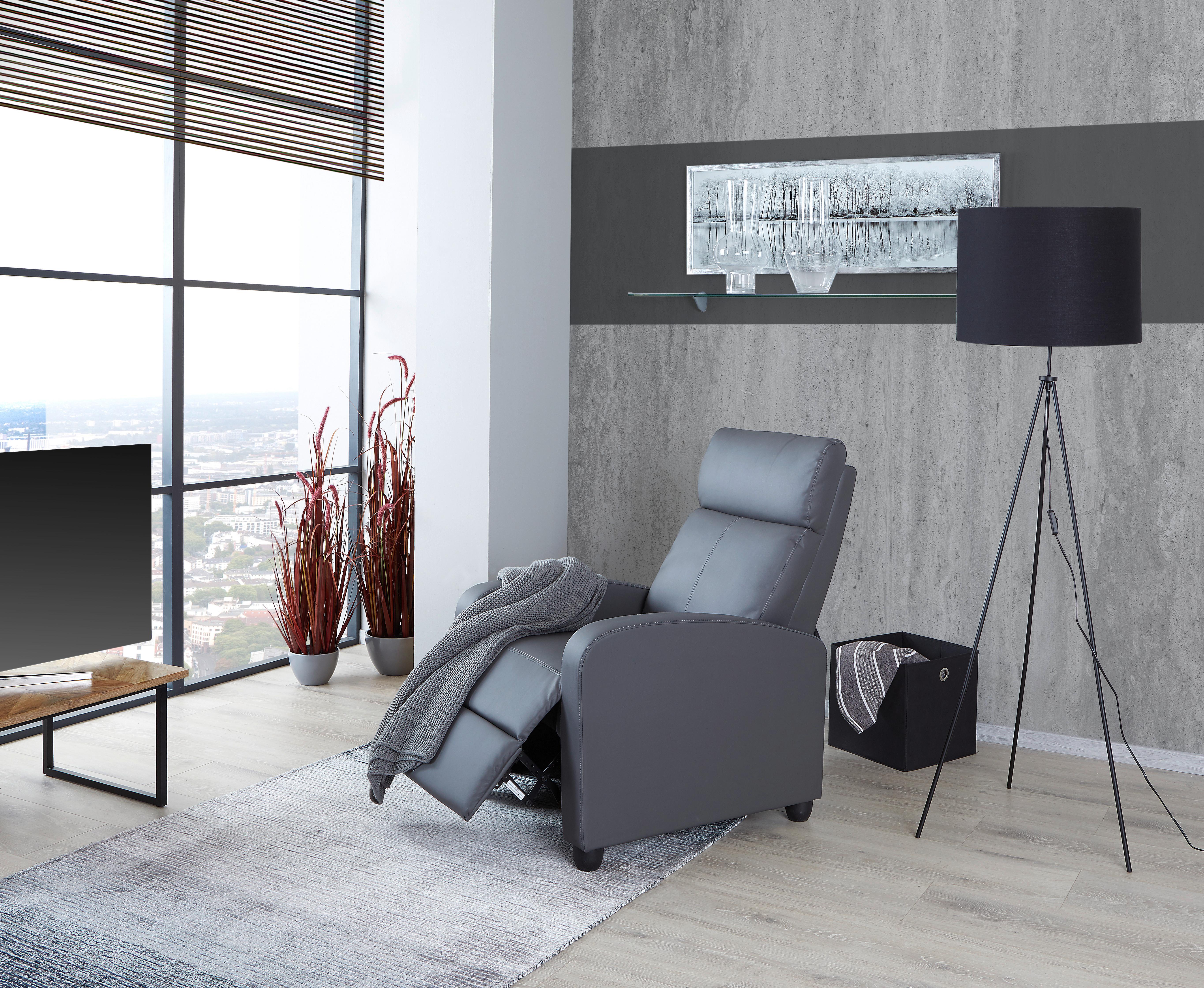 Tv Fotelj Parka, Siva, Videz Usnja, Relax Funkcija - siva/črna, Moderno, tekstil (69/75-100,5/87-157cm)