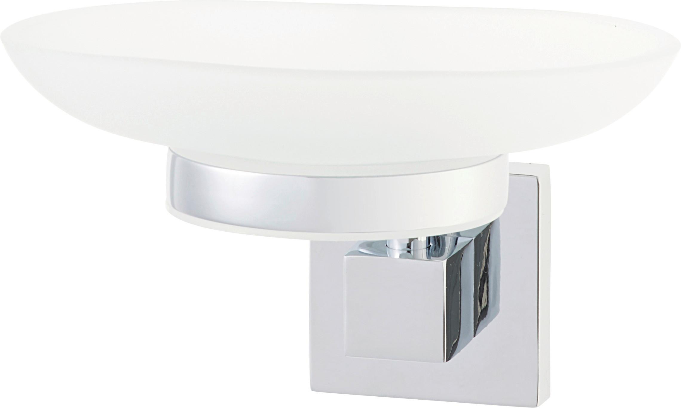 Seifenschale Mare in Chrom aus Glas - Weiss/Silberfarben, Glas/Metall (13/6/12cm) - Modern Living