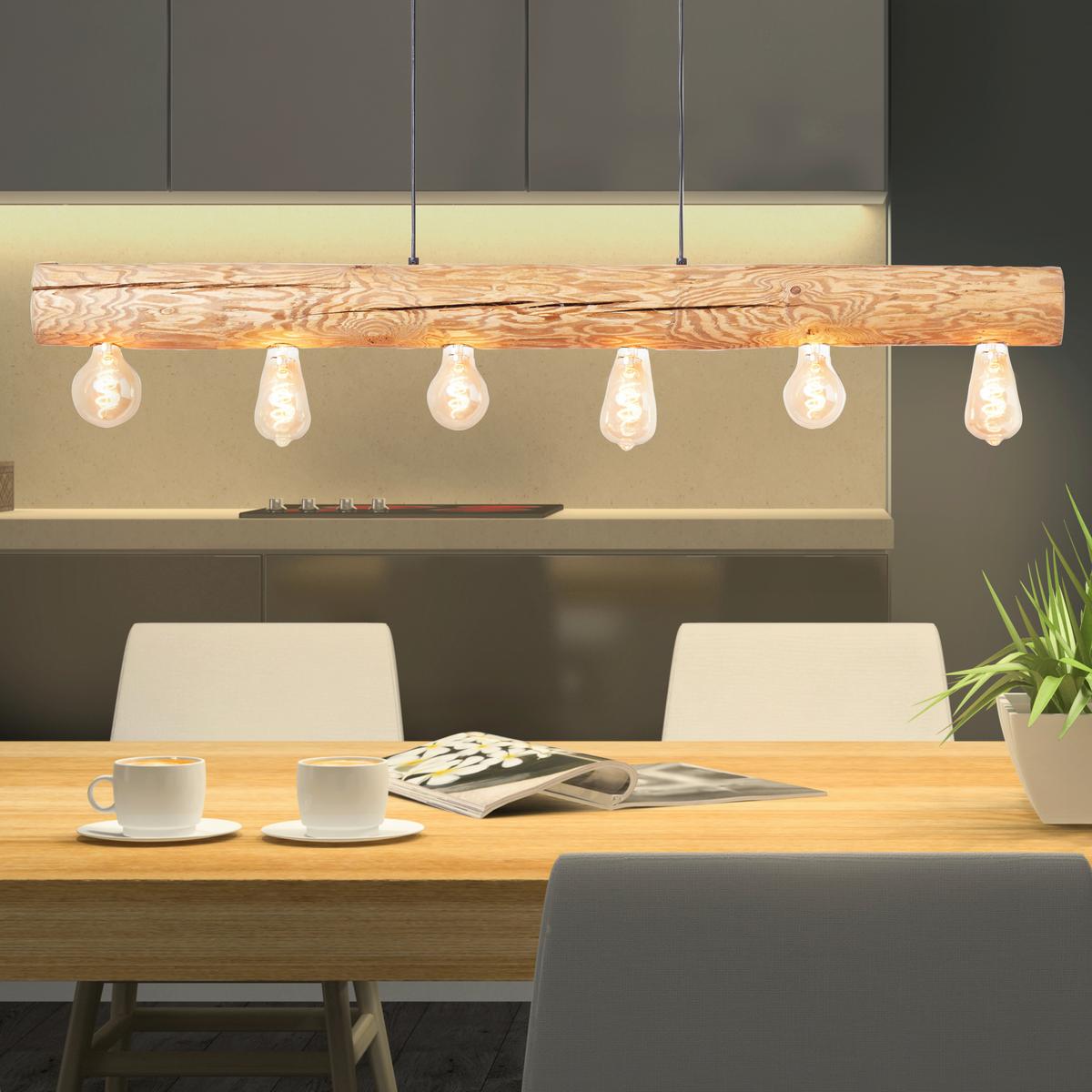 Hängeleuchte Trabo Kieferfarben max. 25 Watt - Kieferfarben, Natur, Holz/Metall (105/70/115cm) - Brilliant
