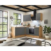 Eckküche Marleen m. Geräten Grau ca. 220x170 cm - Anthrazit/Alufarben, LIFESTYLE, Holzwerkstoff/Kunststoff (220/170cm) - Respekta